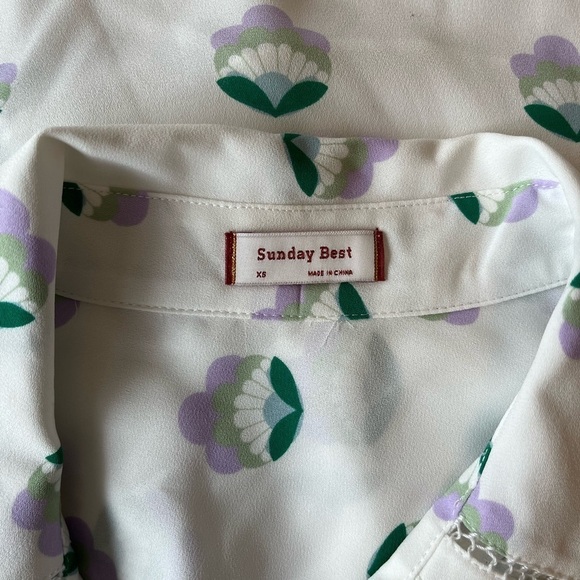 Aritzia Sunday Best Floral Print Button Front Long Sleeve Ruffle Blouse XS - Picture 5 of 16